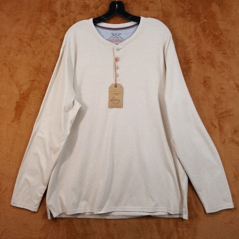 WEATHERPROOF VINTAGE Shirt Mens XXL Tan Pullover Henley Long Sleeve Casual